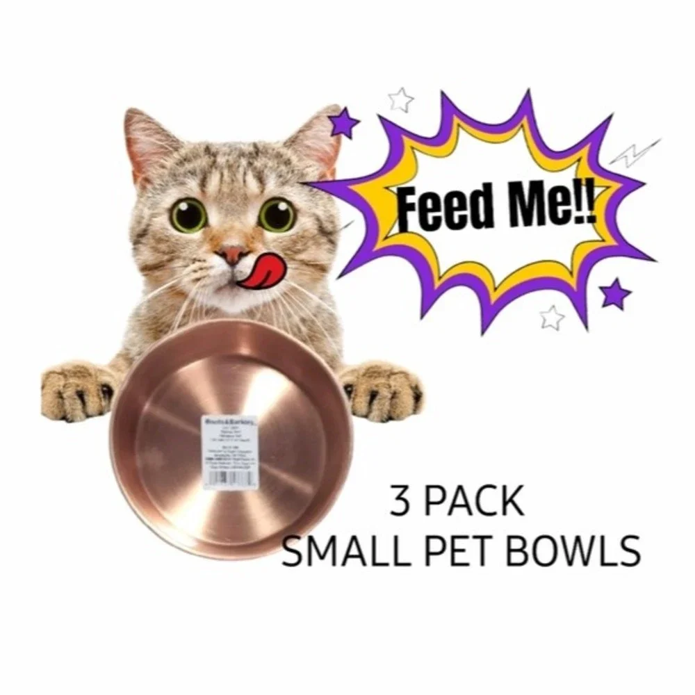 Boots & Barkley Stainless Steel Cat Dish Pet Bowl Rubber Bottom Lot Of 3